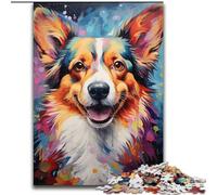 Jigsaws 1000 Pieces for Adults Colorful Corgi Dog Made of Wood, Perfect Christmas & New Year Gift, 50x75cm for Holidays, Birthdays, And Family Game Nights