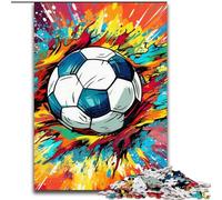 Jigsaws 1000 Pieces for Adults Colorful Football Wooden Puzzles Brain Teaser Game for Teenagers, Perfect 50x75cm