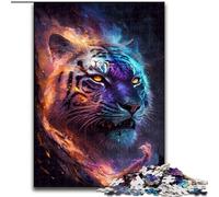 Jigsaws 1000 Pieces for Adults Colorful Lightning Tiger Made of Wood, Perfect DIY Art Decor Or Birthday Gift 50x75cm Brain Teaser Game for Teenagers, Perfect