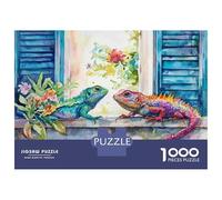 Jigsaws 1000 Pieces for Adults Colorful Lizards on Window Sill Jigsaw for Adults Relaxing Games Presents for Women Fun at Home Activities, 70x50cm/1000pcs