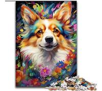 Jigsaws 1000 Pieces for Adults Colorful Painting Corgi Dog Made of Wood, for Teenagers Age Group 14+, Home Decor 50x75cm for Birthdays, Holidays, And Special Occasions