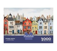 Jigsaws 1000 Pieces for Adults Colorful Row Houses Jigsaws for Adults Hands-on Game Difficult Challenge Challenging Game Gifts 38x26cm/1000pcs