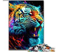 Jigsaws 1000 Pieces for Adults Colorful Tiger.. Made of Wood, Perfect DIY Art Decor Or Birthday Gift 50x75cm Challenging Brain Teaser - Relaxing Toy for Teenagers