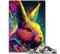 Jigsaws 1000 Pieces for Adults Colorful Watercolor Rabbit Challenging Game And Family Play with Fully Interlocking Randomly Shaped Pieces 26x38cm