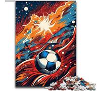 Jigsaws 1000 Pieces for Adults Colourful Football Made of Wood, Perfect Christmas & New Year Gift, 50x75cm for Holidays, Birthdays, And Family Game Nights