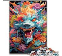 Jigsaws 1000 Pieces for Adults Colourful Graffiti Flying Dragon Made of Wood, for Teenagers Age Group 14+, Home Decor 50x75cm for Birthdays, Holidays, And Special Occasions