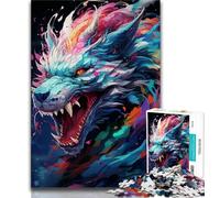 Jigsaws 1000 Pieces for Adults Colourful Graffiti Flying Dragon Puzzles for Teenagers,Brain Intelligence Challenge Addictive Toys for Home Decoration 26x38cm