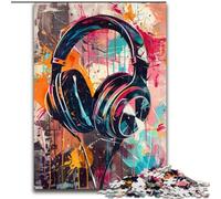 Jigsaws 1000 Pieces for Adults Colourful Headphone Painting Made of Wood, Perfect DIY Art Decor Or Birthday Gift 50x75cm Challenging Brain Teaser - Relaxing Toy for Teenagers
