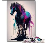 Jigsaws 1000 Pieces for Adults Colourful Horses Made of Wood, Ideal for Family Fun, Relaxation 50x75cm Birthday Party for Men Women