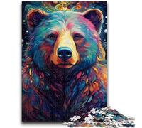 Jigsaws 1000 Pieces for Adults Colourful Psychedelic Brown Bear for Ages 14 And over Fun Games Fun Activities at Home, Birthday Gifts, Travel Gifts 26x38cm