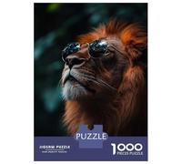 Jigsaws 1000 Pieces for Adults Cool Lion with Sunglasses Adult Jigsaw Puzzle Toy Wall Decor Home Decoration Fun at Home Activities, 70x50cm/1000pcs