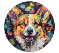Jigsaws 1000 Pieces for Adults Corgi Graffiti Jigsaw Puzzles for Adults, Ideal for Office,Bedroom,Living Room Decor 67.5x67.5cm