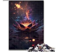 Jigsaws 1000 Pieces for Adults Cosmic Bloom Black Lotus Made of Wood, Perfect Christmas & New Year Gift, 50x75cm Engaging Family Game Night Activity