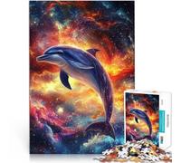 Jigsaws 1000 Pieces for Adults Cosmic Dolphin Analysis and logic 38x52cm Every Piece is Unique - Challenging Family Fun Game for for Age 14