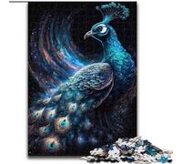 Jigsaws 1000 Pieces for Adults Cosmic Peacock Made of Wood, Perfect DIY Art Decor Or Birthday Gift 50x75cm Brain Teaser Game for Teenagers, Perfect