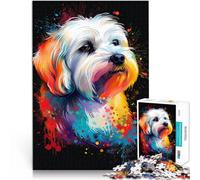 Jigsaws 1000 Pieces for Adults Coton de Tulear Dog Art Decompressing Intellectual Educational Toy 26x38cm Challenging Game and Family Play