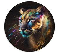 Jigsaws 1000 Pieces for Adults Cougar Nebula Round Cardboard Jigsaw Puzzles Perfect for Family Fun on Christmas,Thanksgiving,Birthdays & Easter (Size 67.5x67.5cm)
