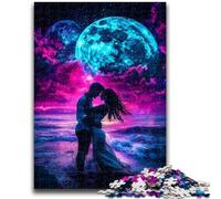 Jigsaws 1000 Pieces for Adults Couple Under The Moon for Ages 14 And over Fun Games Fun Activities at Home, Birthday Gifts, Travel Gifts 26x38cm