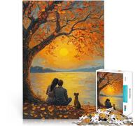 Jigsaws 1000 Pieces for Adults Couple Watching Sunset Made of cardboard，for age 14 years and over Play toys Christmas Birthday Gifts 。size：38x52cm/14.96x20.47inch