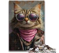 Jigsaws 1000 Pieces for Adults Cowboy Cat 1000 Pieces for Teenagers,for Educational Game Challenge Toy Deal As Gifts for The Whole Family (38x26cm)