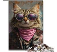 Jigsaws 1000 Pieces for Adults Cowboy Cat,Help The Brain Exercise Addictive Toys to Cultivate Patience Artists Collection,Fine Art 38x26cm