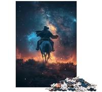 Jigsaws 1000 Pieces for Adults Cowboy Under The Stars Help The Brain Exercise Wall Decoration Educational Toy Suitable for People Aged 14 And Above (38x52cm)