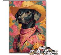 Jigsaws 1000 Pieces for Adults Cowgirl Dog in Wildflowers, Educational Toys for Is Ideal As A Gift for The Whole Family for And 14 Years Old (Size 50x75cm)