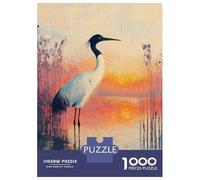 Jigsaws 1000 Pieces for Adults Crane by The Water at Sunset Adult Jigsaw Puzzle Toy Wall Decor Home Decoration Fun at Home Activities, 52x38cm/1000pcs