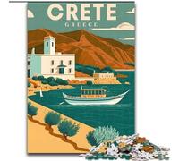 Jigsaws 1000 Pieces for Adults Crete Greece,Help The Brain Exercise Addictive Toys to Cultivate Patience Gift For Birthdays 38x26cm