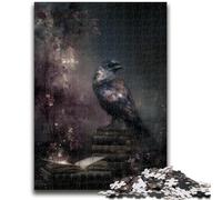 Jigsaws 1000 Pieces for Adults Crow Standing on A Book for Ages 14 And over Fun Games Fun Activities at Home, Birthday Gifts, Travel Gifts 50x75cm