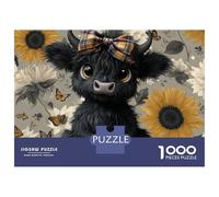 Jigsaws 1000 Pieces for Adults Cute Cow with Bow Tie Jigsaw for Adults Relax Games But Fun And Humorous Challenging Game Gifts 38x26cm/1000pcs