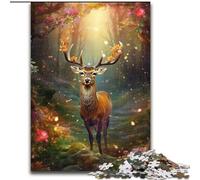 Jigsaws 1000 Pieces for Adults Cute Deer Flower Made of Wood, Gift for Men And Women, Daily & Special Occasion 50x75cm for Birthdays, Holidays, And Special Occasions