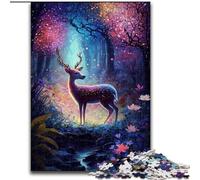 Jigsaws 1000 Pieces for Adults Cute Deer Flower Made of Wood, Perfect Christmas & New Year Gift, 50x75cm for Holidays, Birthdays, And Family Game Nights
