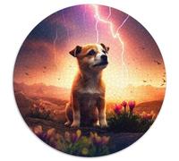 Jigsaws 1000 Pieces for Adults Cute Dog on Mars Cardboard Jigsaw Puzzles for Adults Family Fun Activity, Brain Challenge, for Teenager (Size 67.5x67.5cm)