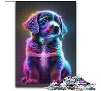 Jigsaws 1000 Pieces for Adults Cute Rainbow Puppy Made of Wood, Ideal for Family Fun, Relaxation 50x75cm Birthday Party for Men Women