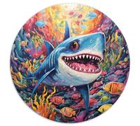 Jigsaws 1000 Pieces for Adults Cute Shark Cardboard Round Jigsaw for Birthdays,Holidays,Space Party Decorations 67.5x67.5cm