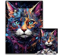 Jigsaws 1000 Pieces for Adults Cyborg Cat Head Machine Jigsaw Puzzles for Adults for Home Decor Brain TrainingHoliday Gifts 1000 PCS(75x50cm)