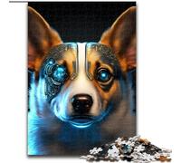 Jigsaws 1000 Pieces for Adults Cyborg Corgi Dog Made of Wood, Unique DIY Home Decor Gift Idea 50x75cm Adult & Family Activity, DIY Home Decor Gift