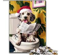Jigsaws 1000 Pieces for Adults Dalmatian on The Toilet Impossible Jigsaw Puzzles for Adults Artwork Decor Intelligence Toy for Family Indoor Games (size50x75cm)