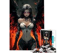 Jigsaws 1000 Pieces for Adults Dark Angel with Crimson Wings Puzzle for Adults Brain Teaser Game Improve Memory Christmas Birthday Gifts (Size 38x26cm)