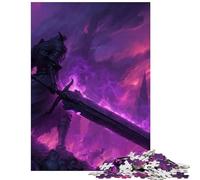 Jigsaws 1000 Pieces for Adults Dark Knight Sword Purple Haze Help The Brain Exercise Wall Decoration Educational Toy Suitable for People Aged 14 And Above (38x52cm)