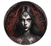 Jigsaws 1000 Pieces for Adults Dark Vampire Woman Round Jigsaws 1000 Pieces for Adults Interactive Family Game, Brain Challenge, Educational Toy 1000pcs (67.5x67.5cm)