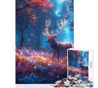 Jigsaws 1000 Pieces for Adults Deer In Firefly Forest Shared Joyful Family Experience Wonderful Christmas Surprise Gifts (50x75cm)