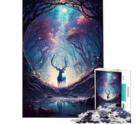 Jigsaws 1000 Pieces for Adults Deer Mystical Beings Difficult And Challenge Pattern Assembly Practical Game Suitable for People Aged 14 And Above (50X75cm)
