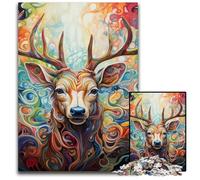 Jigsaws 1000 Pieces for Adults Deer Psychedelic Art Puzzles for Adults Fun at Home Activities, Birthday Present, Travel Gifts 50x75CM/19.68x29.52inch