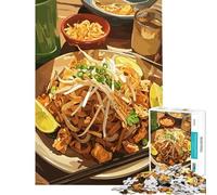 Jigsaws 1000 Pieces for Adults Delicious Pad Thai Illustration Brain Intelligence Challenge Addictive Toys Relax Games Family Activities Funny Gifts (size 50x75cm)