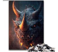 Jigsaws 1000 Pieces for Adults Demonic Rhino Jigsaw Puzzle Made of Wood,Perfect for Halloween, Christmas, Birthday Gift 1000pcs(50x75cm)