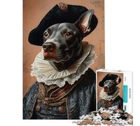 Jigsaws 1000 Pieces for Adults Dobberman in Renaissance Attire Toy Intellectual Game for Educational Game Hand Speed Race Gifts for Women Men (size 38x26cm)