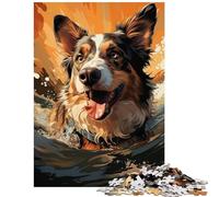 Jigsaws 1000 Pieces for Adults Dog Swimming in Water Help The Brain Exercise Wall Decoration Educational Toy Suitable for People Aged 14 And Above (38x26cm)