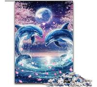 Jigsaws 1000 Pieces for Adults Dolphin Couple, for Ages 14 And over Each Piece Is Unique - Fun And Challenging Game for The Whole Family Good Gift (Size 50x75cm)